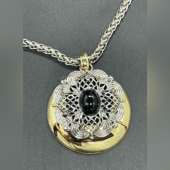 Vintage Joan Rivers Classic Collection Silver and Gold Tone Pendant Statement - Picture 8 of 13